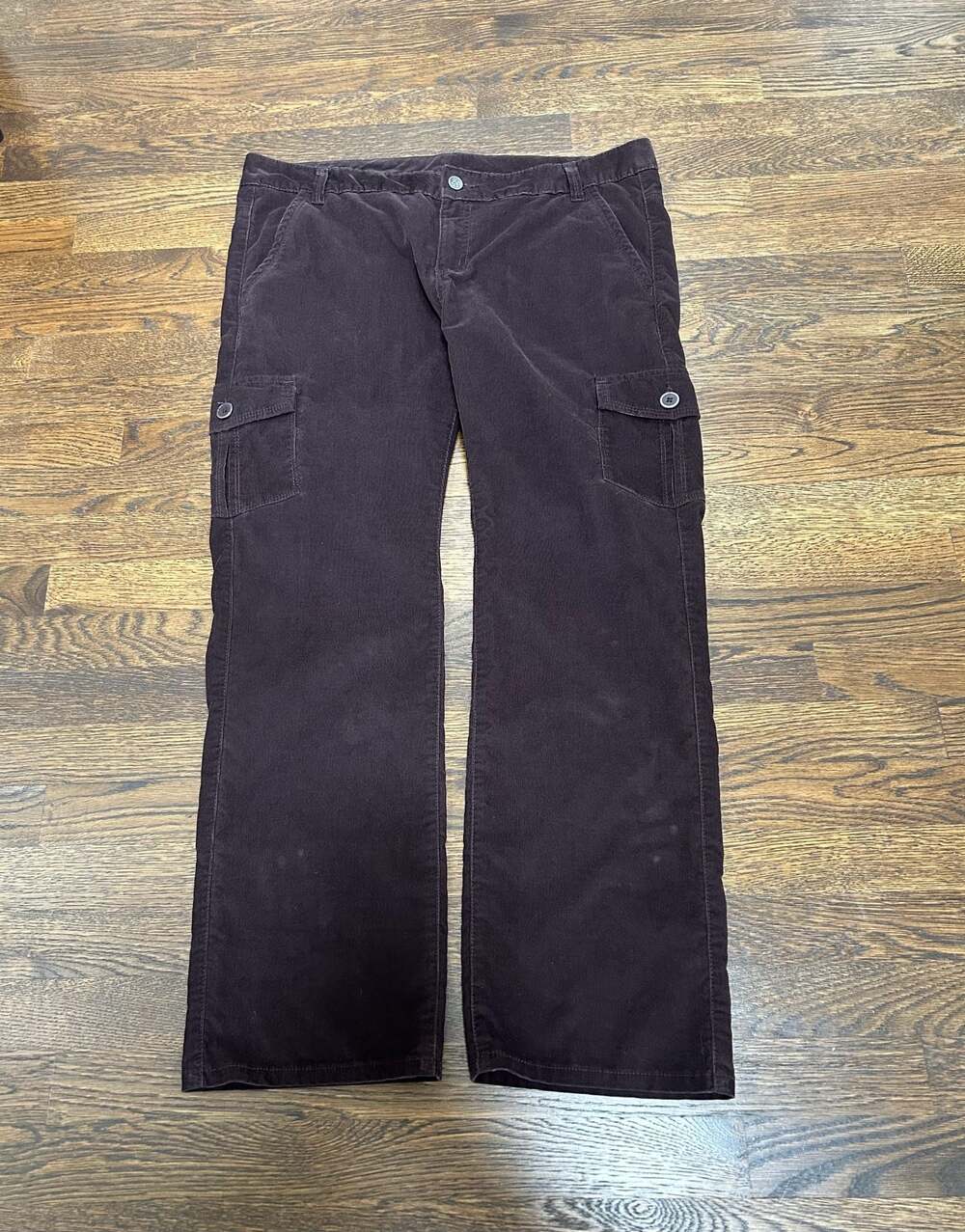 Gorpcore REI Women's 14 Petite Dark Brown Corduroy Cargo Flared Pants